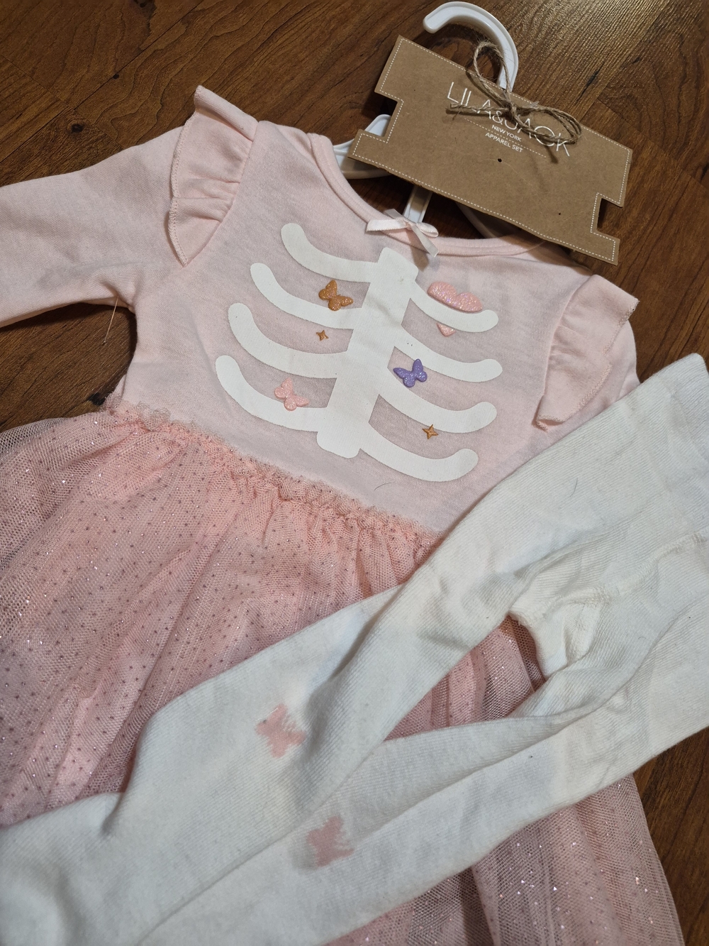 Adorable Pink Sparkle Skeleton Tutu Costume